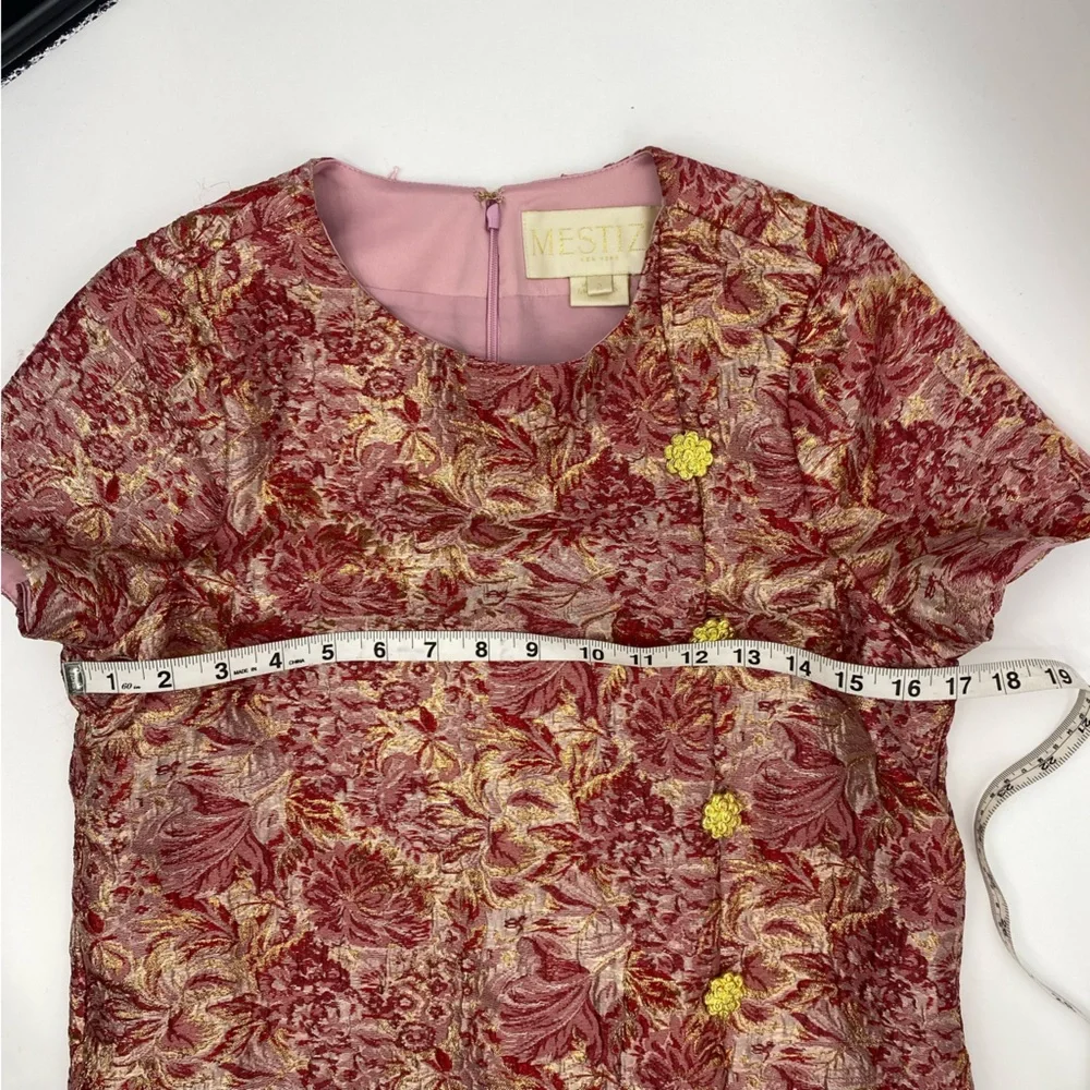 Mestiza New York Isolde Mini Dress Pink Floral Jacquard Shift Size 2 - Picture 12 of 14